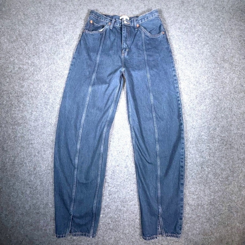 RE/DONE Bespo Dark Indigo Organic Cotton Balloon Curved Leg Seam Jeans 29